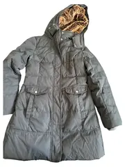Vorschaubild 1 von Damen Winterjacke Gr. 36 Grau Casual Gesteppt Kapuze Fellbesatz