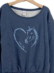 Vorschaubild 2 von Mädchen Sweatkleid Freizeitkleid Blau Gr. 158 Pferd Glitzer
