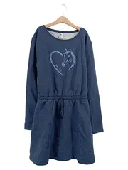 Vorschaubild 1 von Mädchen Sweatkleid Freizeitkleid Blau Gr. 158 Pferd Glitzer