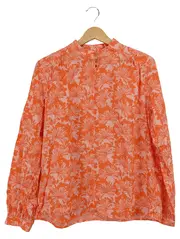 Vorschaubild 1 von Damen Bluse Gr. 34 Orange Blumenmuster Langarm Freizeit