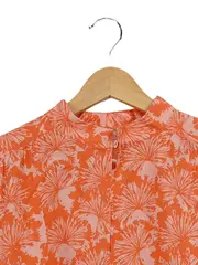 Vorschaubild 3 von Damen Bluse Gr. 34 Orange Blumenmuster Langarm Freizeit