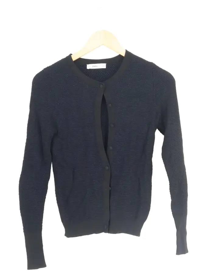 ZARA Strickjacke Damen XL/44 Schwarz Klassisch Strukturmuster