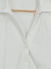 Vorschaubild 2 von Hemdblusenkleid Damen XL Weiß Baumwolle V-Ausschnitt Rüschen