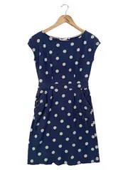 Vorschaubild 1 von Damen Freizeitkleid Gr. 34/XS Blau gepunktet Baumwolle Vintage