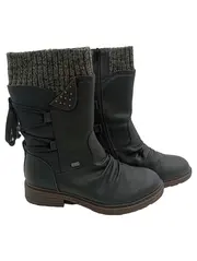 Vorschaubild 1 von Damen Stiefel Gr. 39 Schwarz Strickbund Winterstiefel