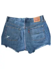 Vorschaubild 2 von Levi's 501 Damen Jeans Shorts Blau W28 Destroyed Look Denim