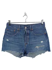 Vorschaubild 1 von Levi's 501 Damen Jeans Shorts Blau W28 Destroyed Look Denim
