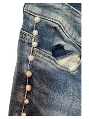 Vorschaubild 3 von Damen Mom Jeans Hose Gr. 36 Blau mit Perlen