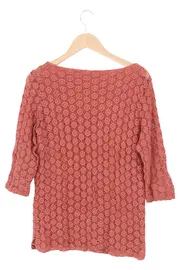 Vorschaubild 2 von Damen Top Gr. 38/M Orange Lochmuster Häkel Elegant Feminin