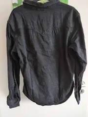 Vorschaubild 2 von Western Jeanshemd Herren Gr. M Schwarz Denim Hemd Langarm