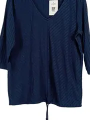 Vorschaubild 2 von Damen Langarmshirt Gr. XXL Blau Rippstrick Casual 3/4 Arm