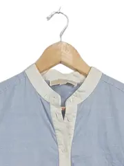 Vorschaubild 2 von Blusenkleid Damen Gr. 36 Hellblau Baumwolle Hemdblusenkleid