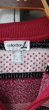 Vorschaubild 2 von Damen Pullover Gr. 46 Pink Retro Strick Halbzip Norweger