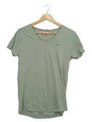 Vorschaubild 1 von Damen T-Shirt V-Ausschnitt Gr. S grün meliert Basic