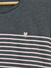 Vorschaubild 3 von Denim Damen T-Shirt Gr. L Grau Rosa Gestreift Herz