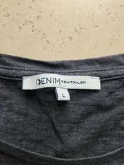 Vorschaubild 2 von Denim Damen T-Shirt Gr. L Grau Rosa Gestreift Herz