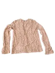 Vorschaubild 4 von Damen Spitzenbluse Langarm Beige Gr. 36/S Blumen Lochmuster