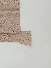 Vorschaubild 6 von Damen Spitzenbluse Langarm Beige Gr. 36/S Blumen Lochmuster