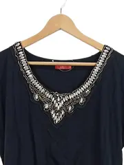 Vorschaubild 2 von Damen Kleid Gr. 40 Schwarz Bohemian Steinbesatz