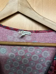 Vorschaubild 2 von Damen Wickelkleid Gr. L Boho Blumenmuster Bordeaux Rot