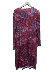 Vorschaubild 3 von Damen Wickelkleid Gr. L Boho Blumenmuster Bordeaux Rot