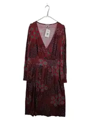 Vorschaubild 1 von Damen Wickelkleid Gr. L Boho Blumenmuster Bordeaux Rot