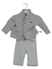 Vorschaubild 1 von Baby Jungen Twin Set Jacke Hose Gr. 68 6M Grau Auto Stickerei