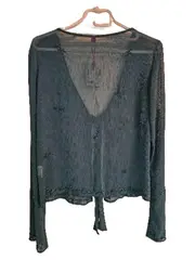 Vorschaubild 6 von Damen Bluse Petrol Grün Gr. M Perlenbesatz Pailletten Chiffon NEU