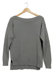 Vorschaubild 1 von Damen Pullover Gr. L Grau Baumwolle Basic Strickpullover