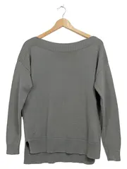 Vorschaubild 2 von Damen Pullover Gr. L Grau Baumwolle Basic Strickpullover