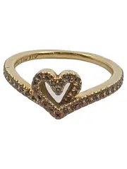 Vorschaubild 1 von Ring Damen Herz Gold Strass Gr. 51 Romantisch