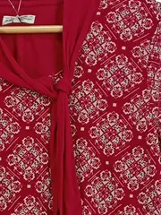 Vorschaubild 3 von Damen Langarmshirt Gr. M Rot Gemustert Schluppe