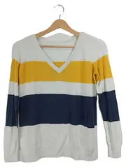 Vorschaubild 1 von Damen Pullover V-Ausschnitt Gestreift Gr. M