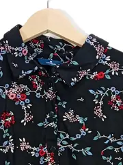 Vorschaubild 2 von Damen Hemdbluse Blumenmuster Schwarz Gr. 42/XL Langarm