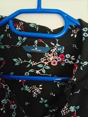 Vorschaubild 4 von Damen Hemdbluse Blumenmuster Schwarz Gr. 42/XL Langarm