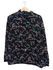Vorschaubild 1 von Damen Hemdbluse Blumenmuster Schwarz Gr. 42/XL Langarm