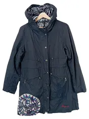 Vorschaubild 1 von Damen Parka Jacke Gr. 42/XL Blau Kapuze Stickerei Bohemian