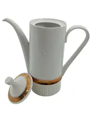 Vorschaubild 2 von Kaffeekanne Weiß mit Goldrand Made in GDR Keramik 26cm