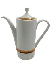 Vorschaubild 1 von Kaffeekanne Weiß mit Goldrand Made in GDR Keramik 26cm