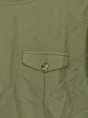 Vorschaubild 3 von Damen T-Shirt Gr. 38 Oliv Brusttasche Zierknöpfe Casual