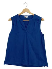 Vorschaubild 1 von Top Damen Ärmellos Baumwolle Blau Gr. 38 M Uni Casual Sommer Shirt