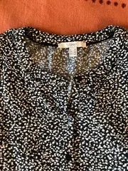 Vorschaubild 2 von Damen Bluse Langarm Gr. 38 M Schwarz Florales Muster Viskose