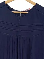 Vorschaubild 2 von Damen Bluse Gr. 40 Blau Ärmellos Spitze Viskose Feminin