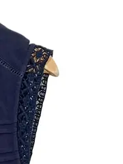 Vorschaubild 3 von Damen Bluse Gr. 40 Blau Ärmellos Spitze Viskose Feminin