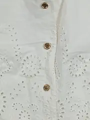 Vorschaubild 3 von Damen Pullunder Weste Gr. 34 Weiß Lochstickerei Goldknöpfe