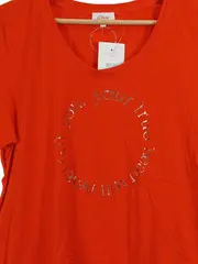 Vorschaubild 2 von Damen T-Shirt Gr. 40/L Orange Schriftzug Baumwolle NEU