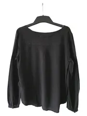 Vorschaubild 5 von Damen Langarmshirt Bluse Gr. 40 L Schwarz Viskose Casual Basic Tunika