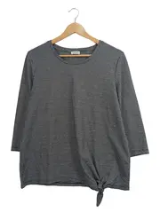 Vorschaubild 1 von Damen Langarmshirt Gr. 42/XL Schwarz Weiß Kariert Knotendetail