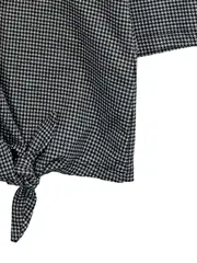 Vorschaubild 2 von Damen Langarmshirt Gr. 42/XL Schwarz Weiß Kariert Knotendetail