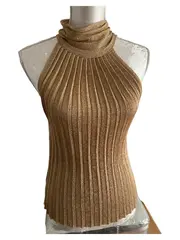 Vorschaubild 5 von Damen Rollkragen Top Gold L Rippstrick Elegant Party
